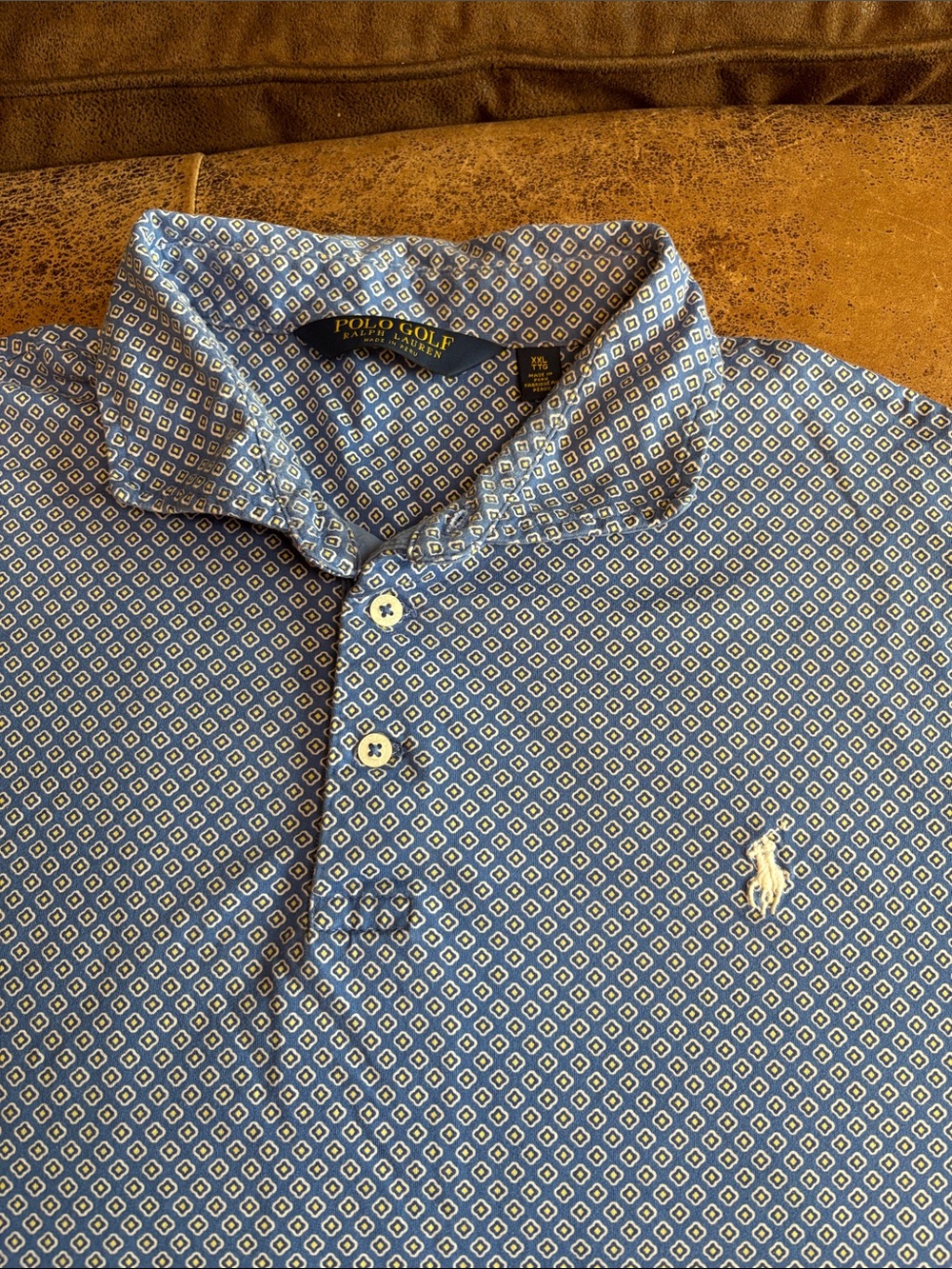 Polo Golf Ralph Lauren Blue Geometric Print Polo